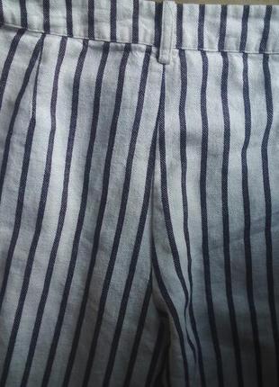 Monoprix femme брендовые комбинированные льняные брюки палацо8 фото