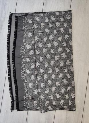 Серебристый мягкий легкий шарф палантин из натурального шелка 70-1803 фото