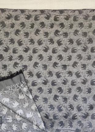 Серебристый мягкий легкий шарф палантин из натурального шелка 70-1805 фото
