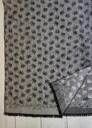 Серебристый мягкий легкий шарф палантин из натурального шелка 70-1804 фото