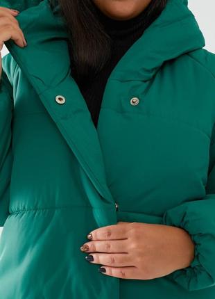 42-56р довге тепле пальто непромокаюче жіноче зимове довгий пуховик з капішоном зелений7 фото