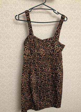 Zara платье на брителях леопардовый принт