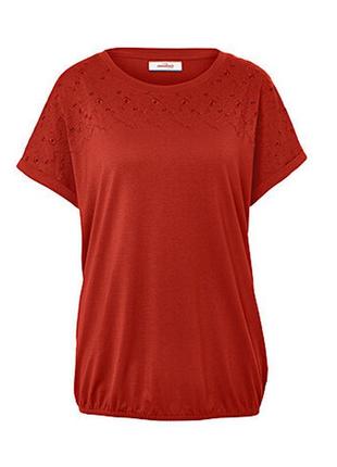 Стильная блуза футболка с вышивкой от tchibo (немечанка) (48/50, 52/54 евро)1 фото