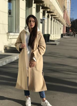 Пальто-халат длинное женское кашемировое4 фото