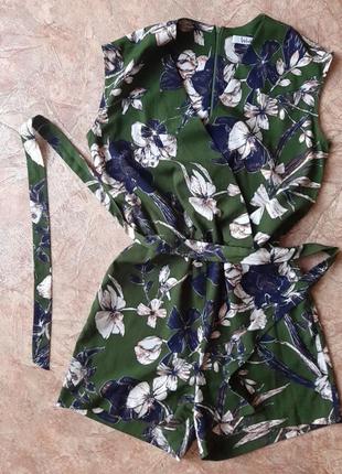 Week 34 комбинезон принт цветы яркий шикарный пояс ромпер шорты блуза костюм4 фото