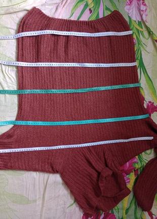 Теплый акриловый+полиамид оверсайз удлиненный свитер вязаный с большим воротником4 фото