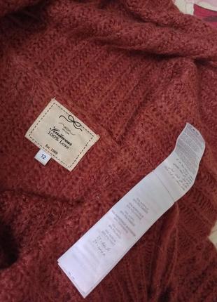 Теплый акриловый+полиамид оверсайз удлиненный свитер вязаный с большим воротником2 фото