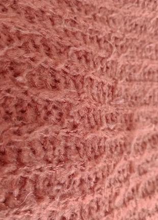 Теплый акриловый+полиамид оверсайз удлиненный свитер вязаный с большим воротником10 фото