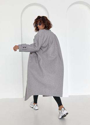 Жіноче двобортне пальто вільного крою4 фото