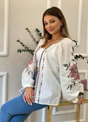 Колоритна вишиванка, українська вишиванка, етно сорочка з вишивкою, жіноча вишиванка