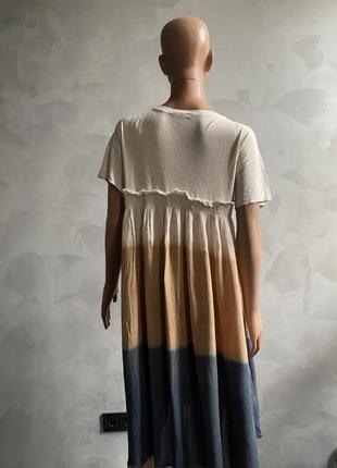 Плаття градієнт оверсайз віскоза перехід кольору вільне вагітним футболка сорочечка3 фото