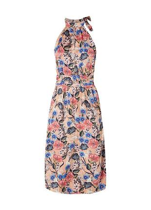 Брендовое шелковистое платье миди "vila" в цветочный принт. размер eur42.