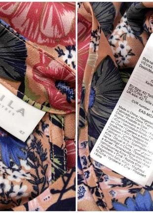 Брендовое шелковистое платье миди "vila" в цветочный принт. размер eur42.7 фото