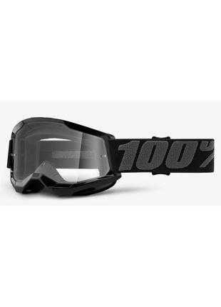 Дитячі очки 100% strata 2 youth goggle black - clear lens, clear lens, clear lens