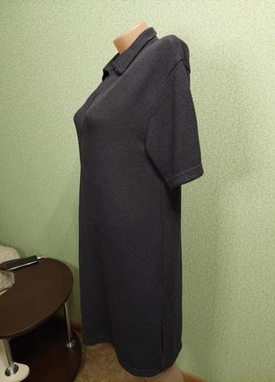 Трикотажное платье-поло h&amp;m цвета темный графит6 фото