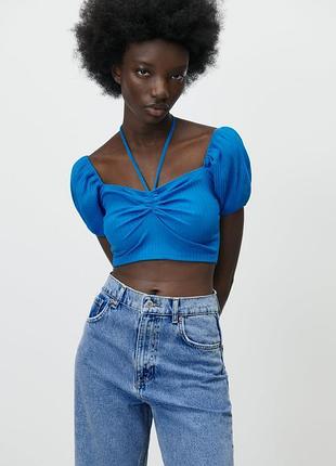Синий топ zara в идеальном состоянии размер xs-m
