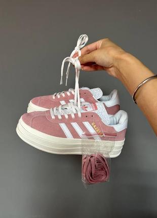Кеди на високій підошві adidas gazelle bold “pink” premium