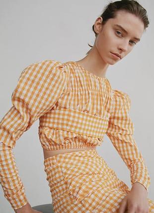 Блуза в клітинку топ zara,p.s