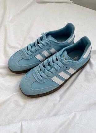 Кеды adidas samba white blue. натуральная кожа1 фото