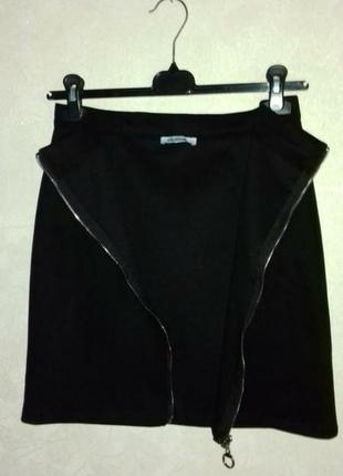 Чёрная юбка под замш на молнии юбочка мини6 фото