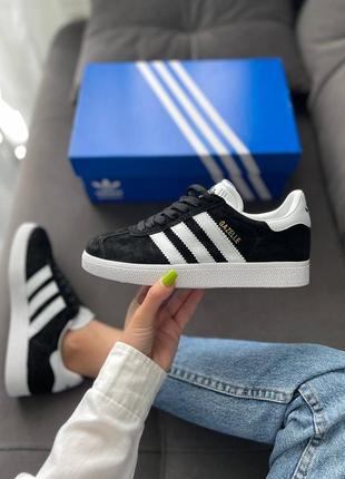 Кеды adidas gazelle white/black. унисекс1 фото