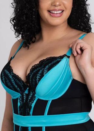 Блакитний атласний-мереживний комплект імператриця lovehoney plus size3 фото