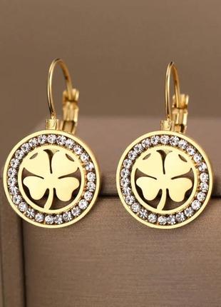 Серьги небольшие деликатные с цирконами бренд