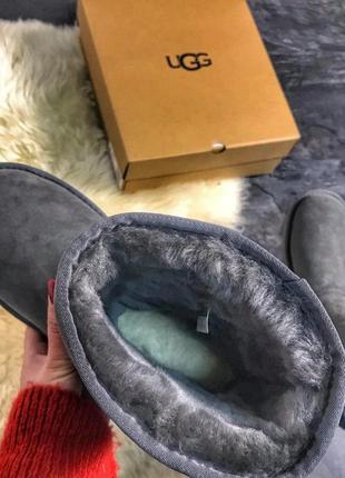 🌸ugg classic suede leather grey🌸угги женские зимние серые с мехом, жіночі зимові5 фото