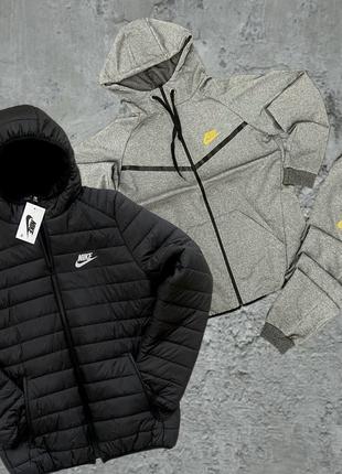 Осенний серый спортивный костюм комплект nike tech fleece с капюшоном сірий осінній костюм nike tech fleece костюм найк на осінь