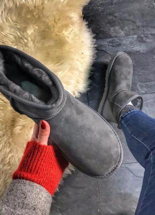 🌼ugg classic 2 mini grey🌼угги женские зимние серые с мехом, жіночі зимові2 фото