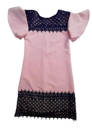 Платье праздничное на рост 140см розовое с сеткой1 фото