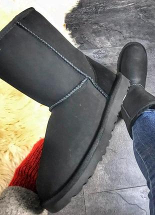 😍ugg classic black suede😍високі жіночі зимові уггі, чорні з хутром, жіночі зимові угі