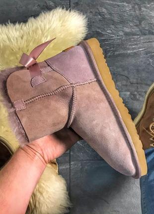 💖ugg mini bailey bow 2 pink💖женские угги, зимние розовые уги с бантом, жіночі зимові5 фото