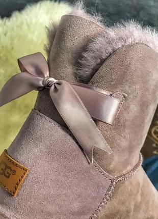 💖ugg mini bailey bow 2 pink💖женские угги, зимние розовые уги с бантом, жіночі зимові8 фото