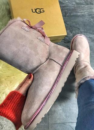 💎ugg bailey bow 2 dusk pink💎угги женские зимние высокие, розовые 2 банта с мехом5 фото