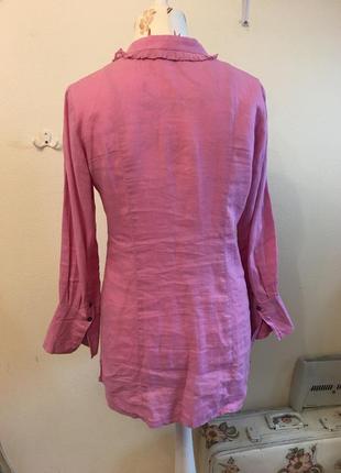 Бузкова блуза з льону2 фото