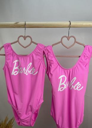 Купальники рожеві для дівчаток barbie фемілі лук для матусі та донечки