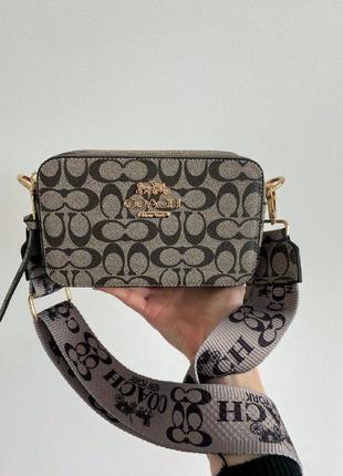 Женская сумка из эко-кожи coach snapshot mokko коач молодежная, брендовая сумка-клатч маленькая через плечо
