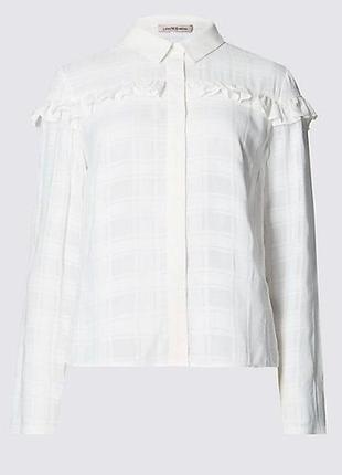 Белая рубашка с рюшей, классическая рубашка в школу, школьная рубашка, белая блузка школьная7 фото
