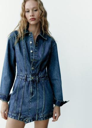 Суперсовое джинсовое платье мини от zara, размер xs