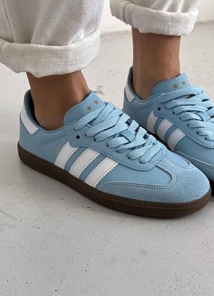 Женские кроссовки adidas samba white blue#адидас