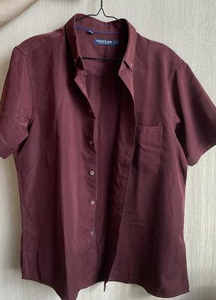 Сорочка, рубашка з коротким рукавом вишнева, бордова1 фото