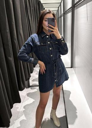 Джинсовое платье рубашка zara l, xl-xxl