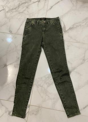 Джинсы зелені , один раз одягнуті