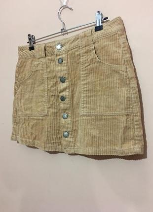 Вельветовая юбка miss selfridge pre-owned a-line camel cord skirt7 фото