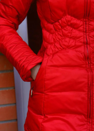 Куртка женская зимняя красная код п7644 фото