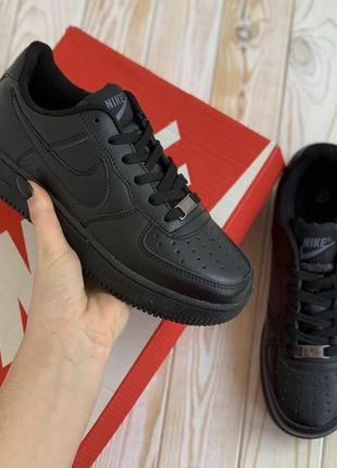 Nike air force чорні чоловічі кросівки шкіряні найк форс кеди