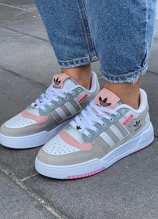 Женские кроссовки adidas forum low beige pink white#адидас7 фото