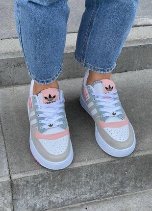 Женские кроссовки adidas forum low beige pink white#адидас8 фото