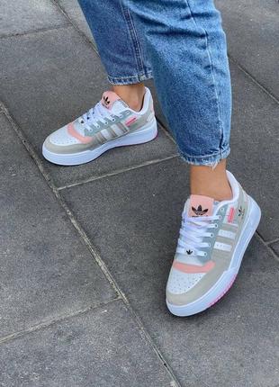 Женские кроссовки adidas forum low beige pink white#адидас9 фото